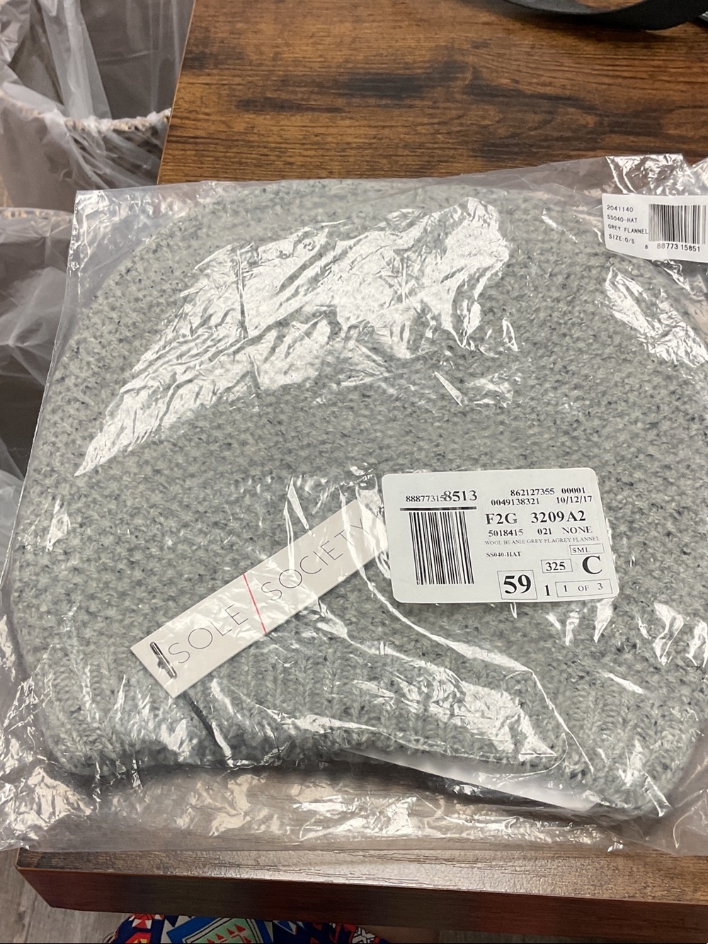 Nordstrom Gray Knit Beanie Hat